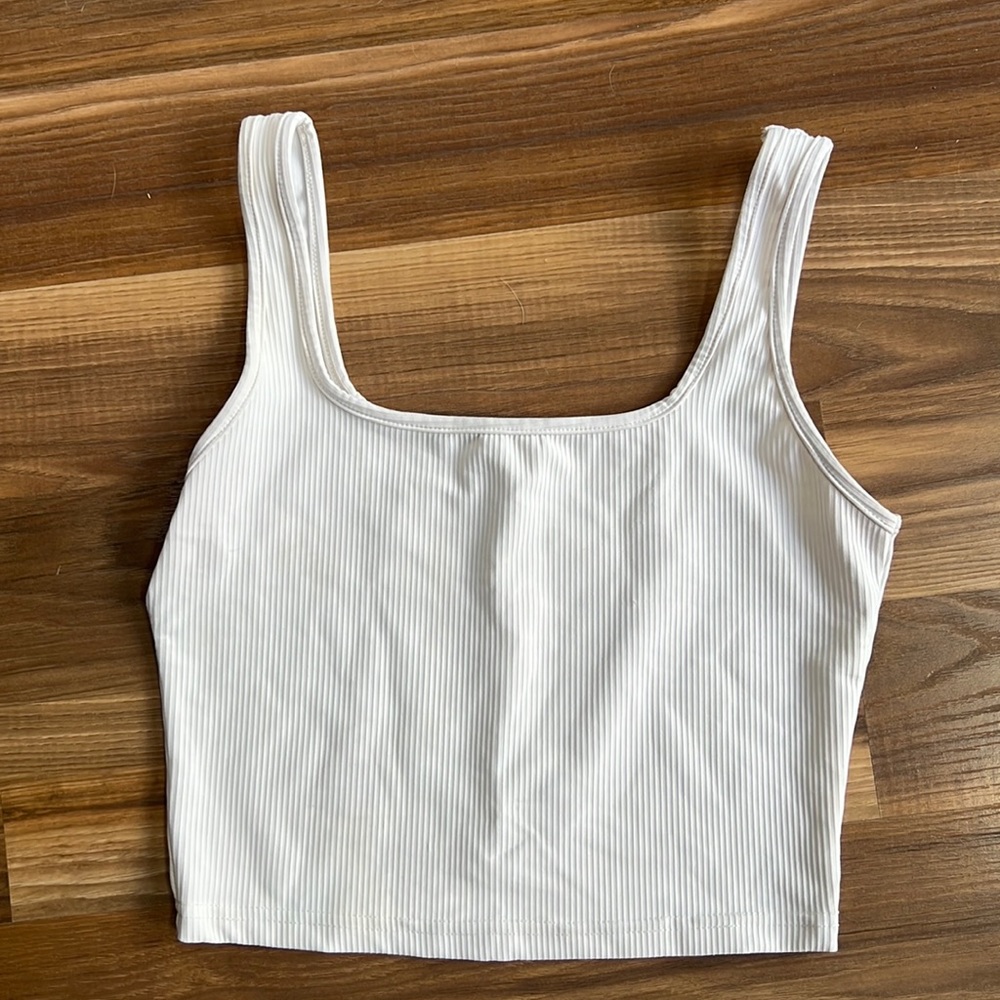 White Amazon basics cropped tank